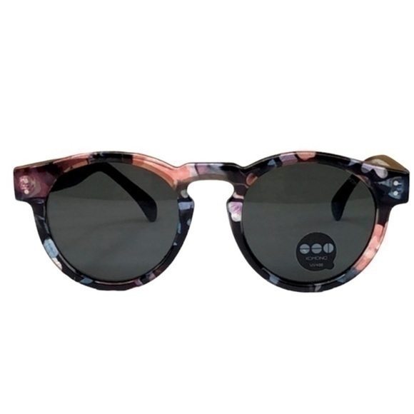 KOMONO Clement Floral Sunglasses NEW pink black round main image 9